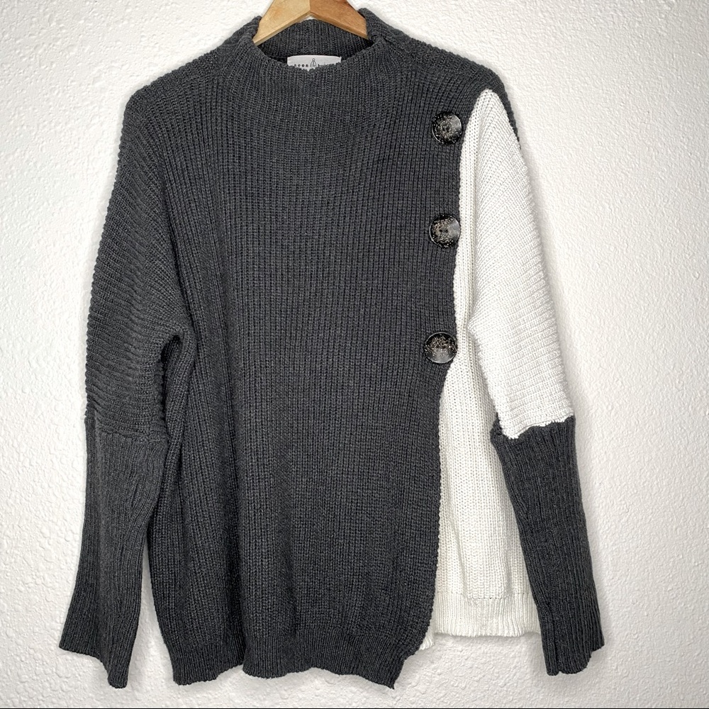 neon buddha Solstice oversized sweater charcoal & ivory 100% cotton size S